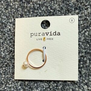 Pura Vida Gold Ring with Pearl Detail